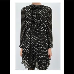 Last One Zara | NWT Pleated print Dress black Polka dot